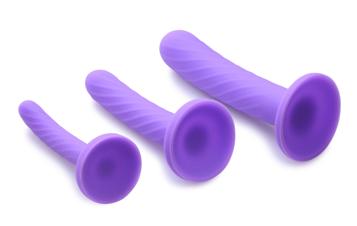 Tri-Play 3 Pc Purple Silicone Dildo Set