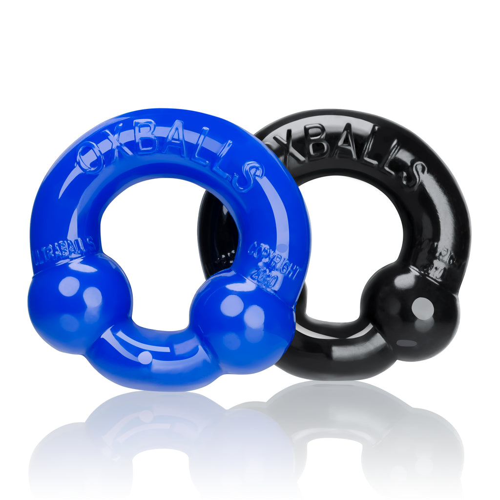Ultraballs 2 Pk Cockring Black And Pool Blue