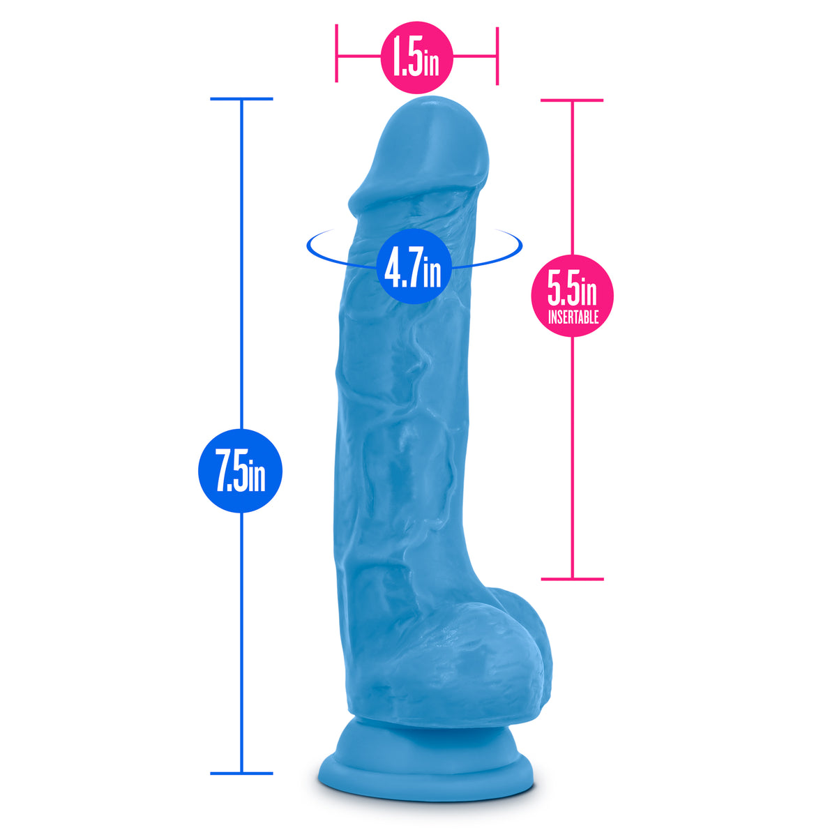 Neo Dual Density Cock With Balls 7in Neon Blue