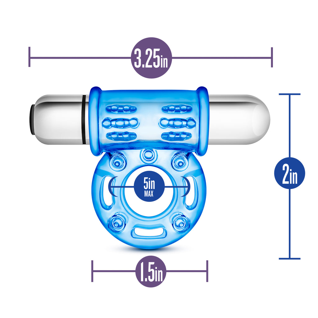 Stay Hard 10 Function Vibrating Bull Ring Blue