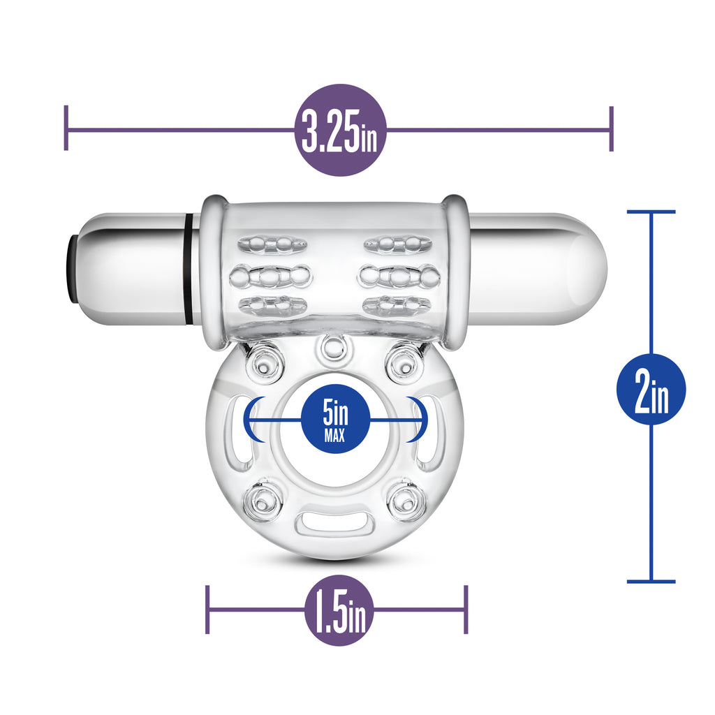 Stay Hard 10 Function Vibrating Mega Bull Ring Clear